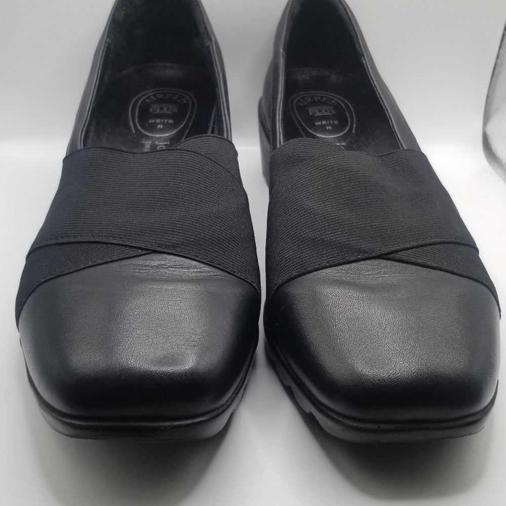 Josef Seibel Airped Plus Black Leather and Canvas Wedge Loafers Size 8.5 (39)